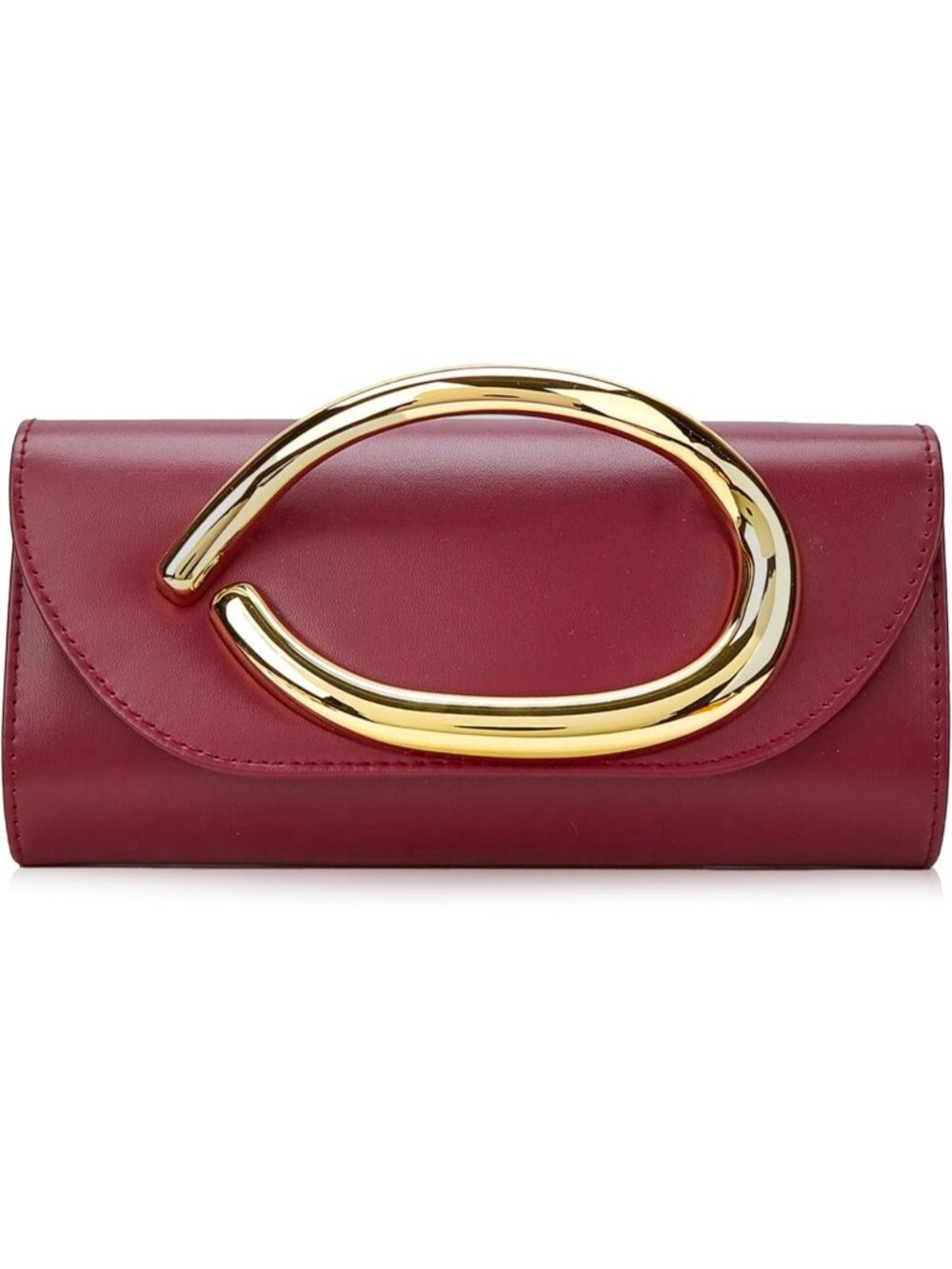 〽️ Women's Burgundy Metal Handle Chain Wedding Party Evening Clutch Purse